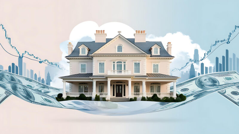 Invest real estate in office click on increase graph arrow facility management concept