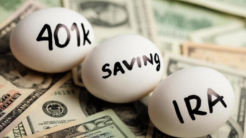 Start thinking about your retirement - nest eggs on dollar bills