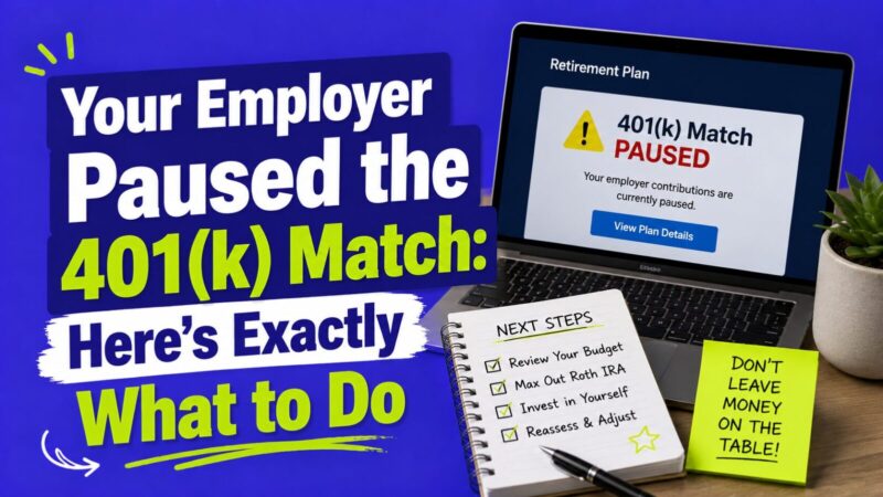 Your Employer Paused the 401(k) Match: Here's Exactly What to Do