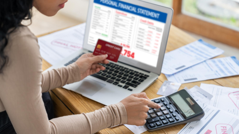 Stressed young woman has financial problems with credit card debt to pay crucial show concept of bad personal money and mortgage pay management crisis sad and unhappy