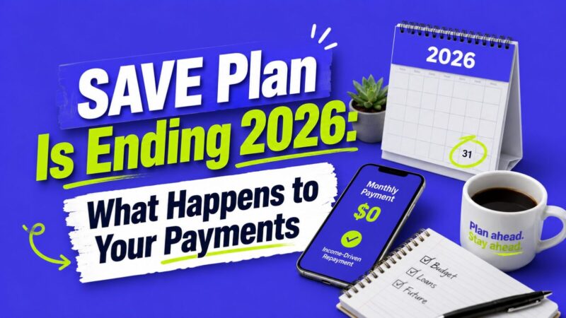 SAVE plan ending 2026 with a borrower reviewing new repayment options