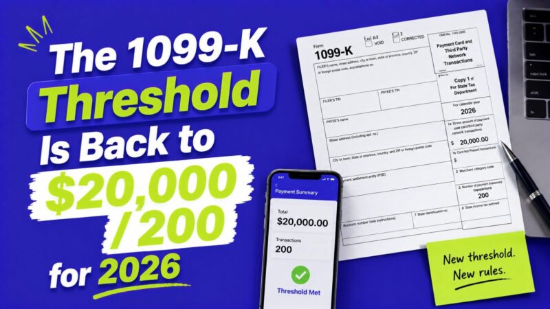 The 1099-K Threshold Is Back to $20,000 / 200 for 2026