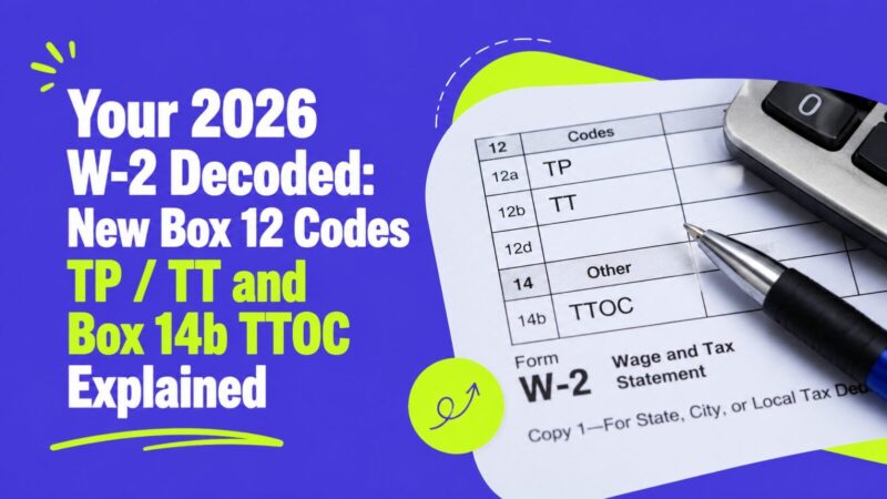 Your 2026 W-2 Decoded: New Box 12 Codes TP / TT and Box 14b TTOC Explained