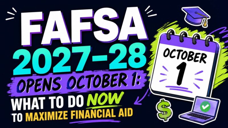 FAFSA 2027-28 Opens October 1: What to Do Now to Maximize Financial Aid